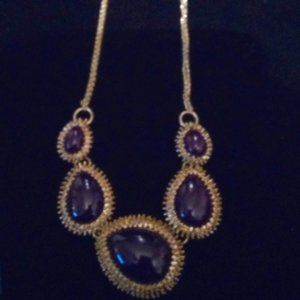 Gold Plated Purple Stone Necklace